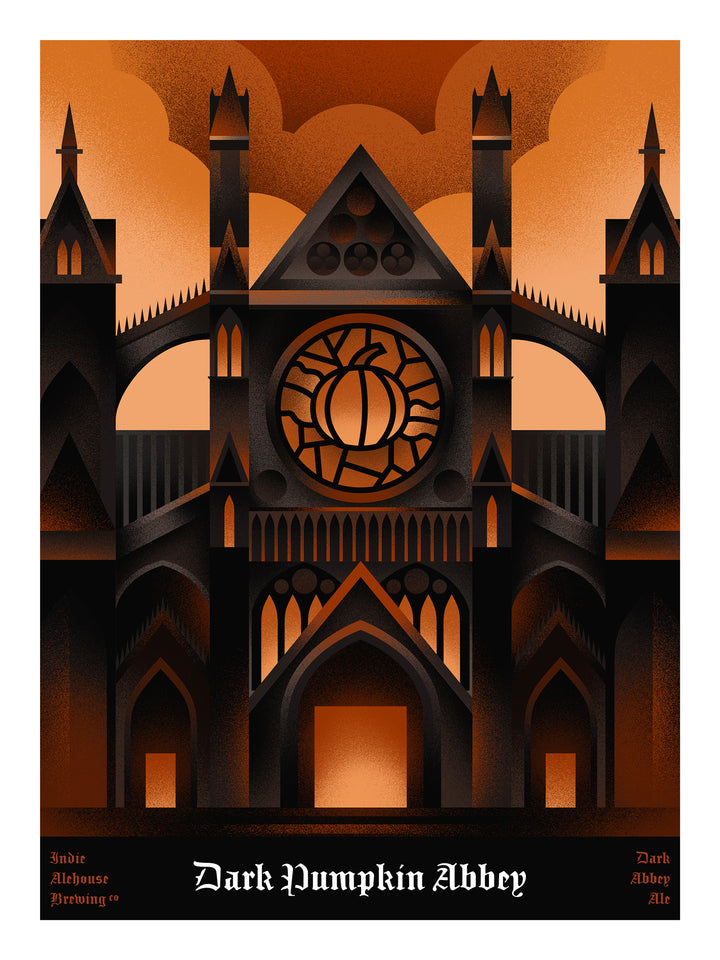 Print - Dark Pumpkin Abbey 18x24 inch